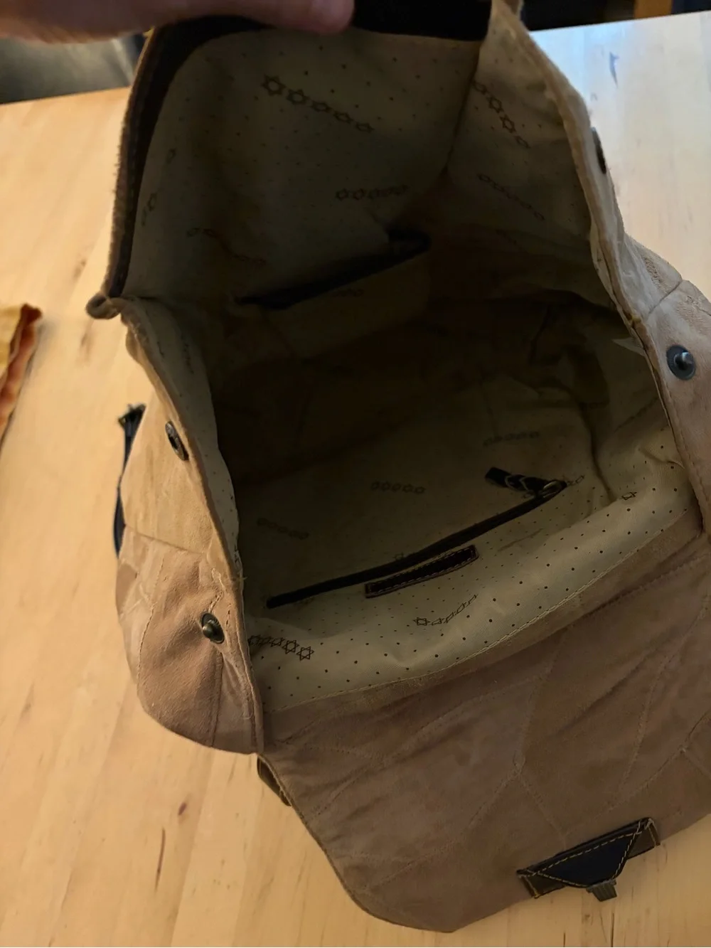 Suede and Leather Flap Backpack - Tan